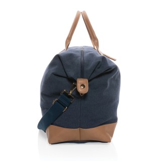 Bolsa fin de semana reciclada con asa y detalles marrones